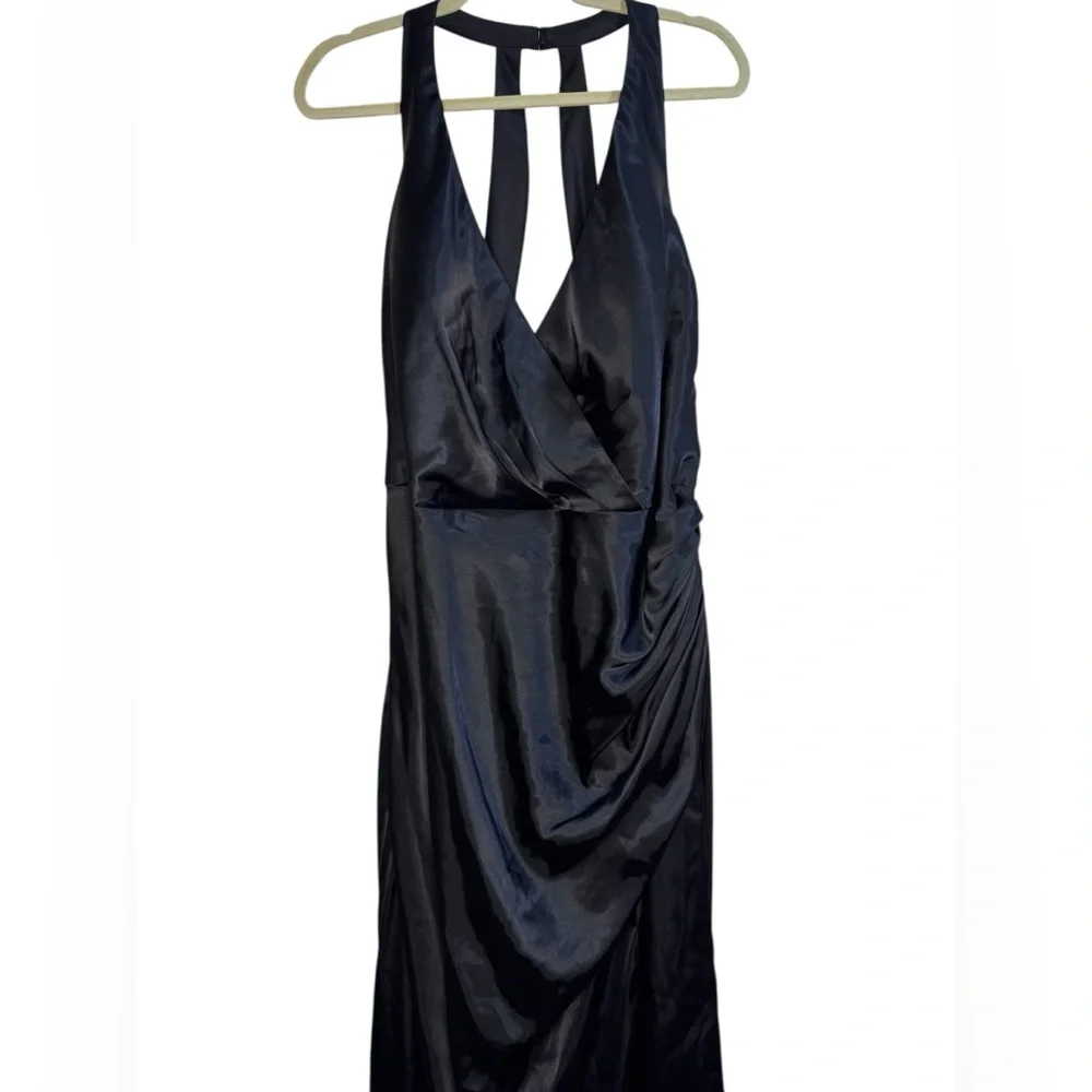 David’s Bridal Galina Signature Black Charmeuse Halter Dress - 22 - Picture 2 of 14